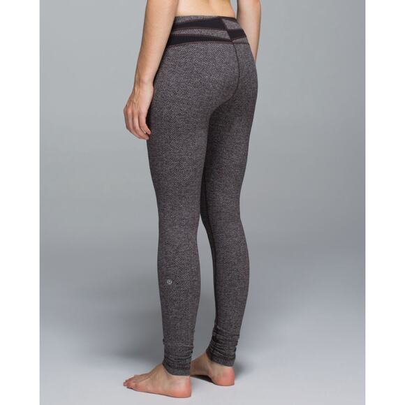 Lululemon Wunder Under Pant Leggings Giant Herringbone Black Gray SZ 6 - Picture 10 of 10